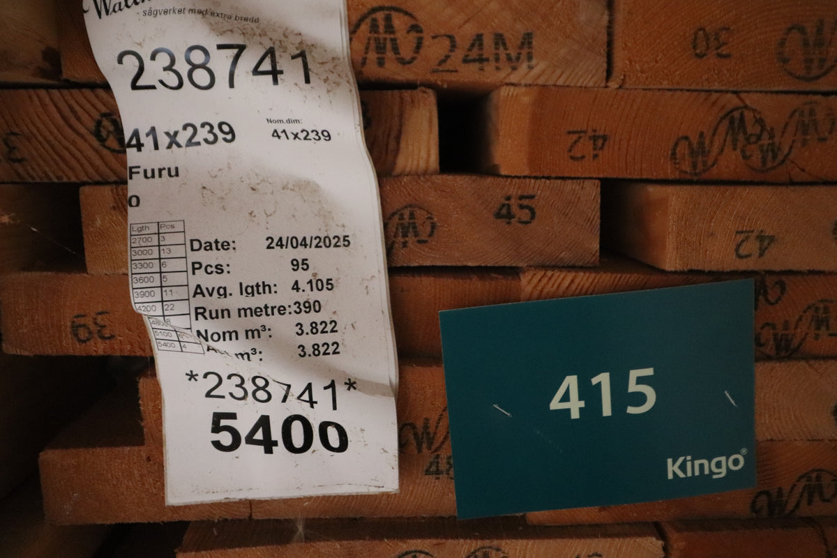 Restparti – 390 løbende meter fyrplanker – 41 × 239 mm