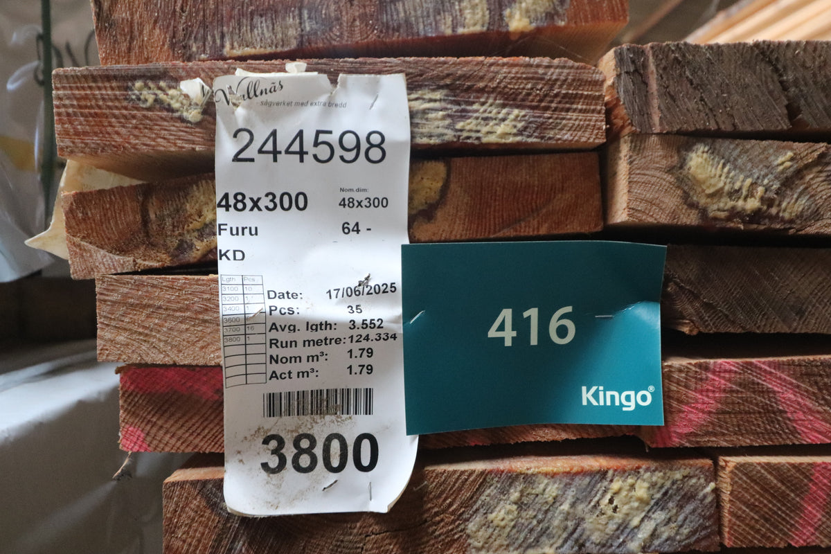 Restparti – 124 løbende meter fyrplanker – 48 × 300 mm