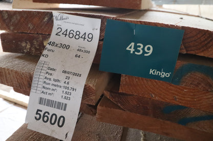 Restparti – 105 meter. fyrplanker – 48x300x3600-5500mm