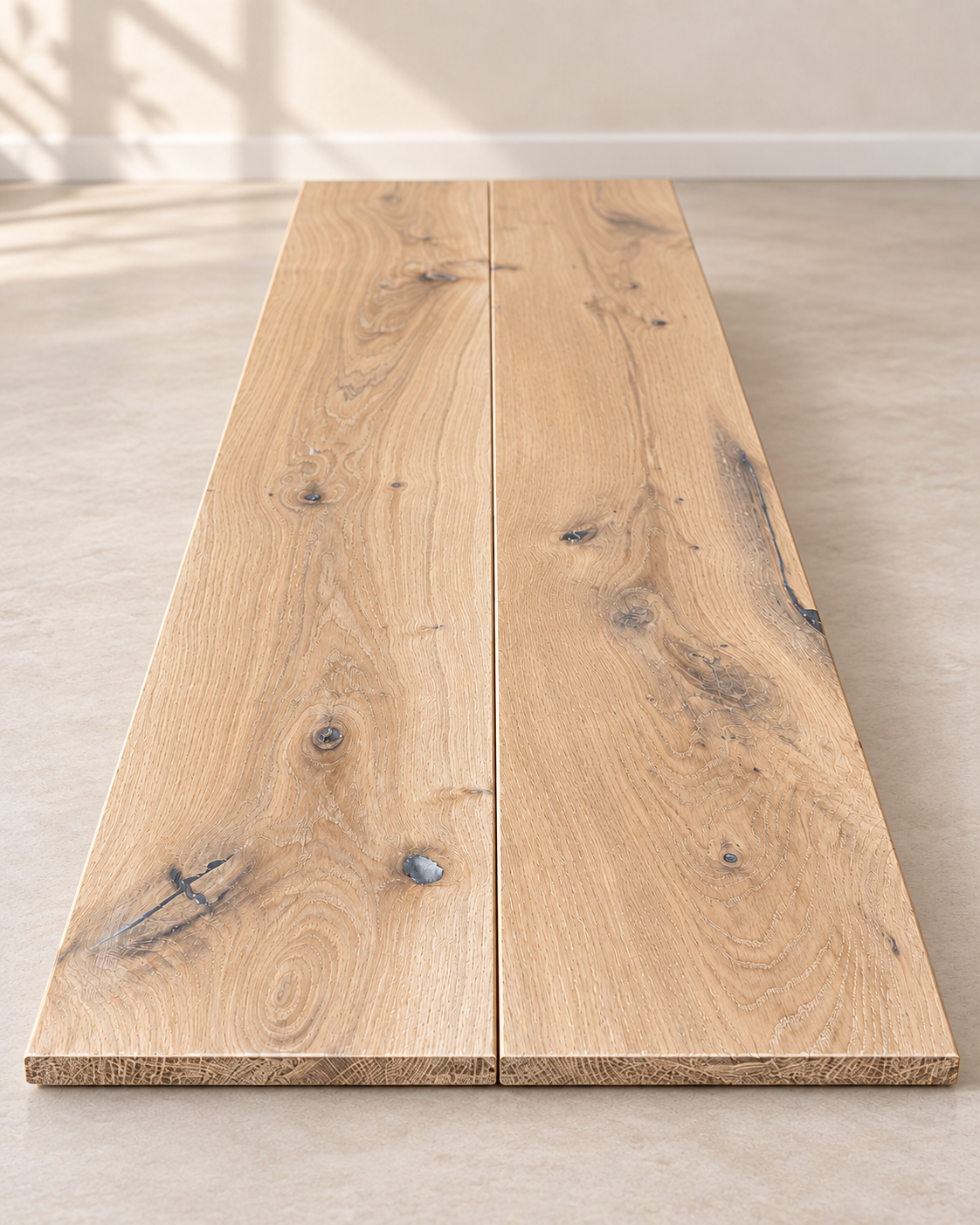 Massivt egetræsgulv 20 × 180 mm – med endenot - Hårdvoksolie