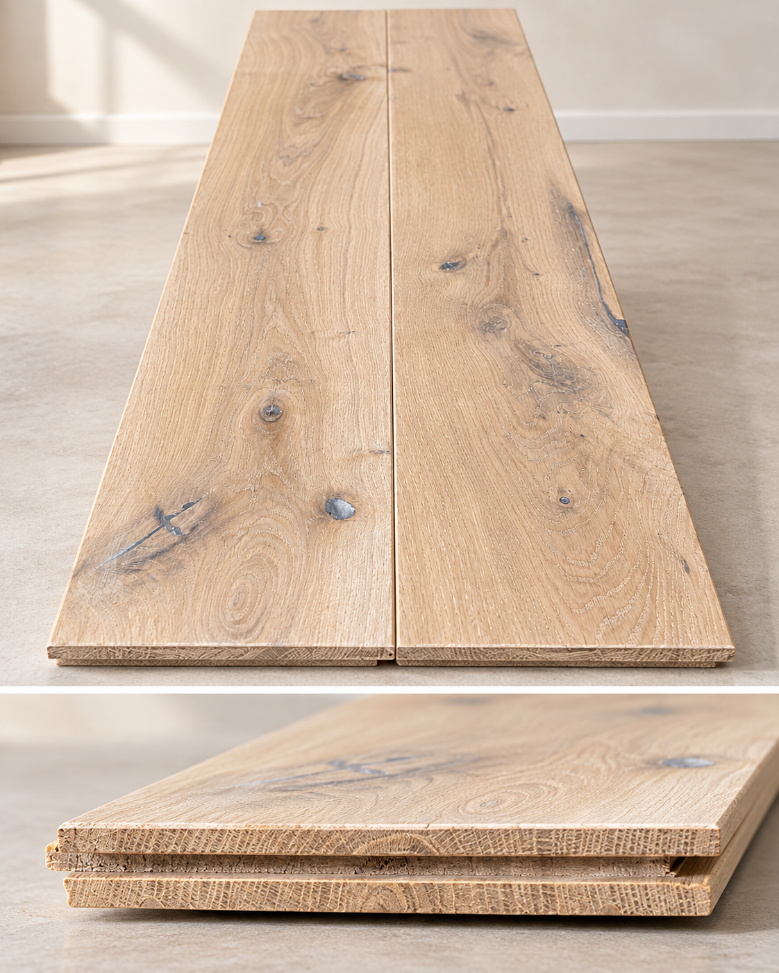 Massivt egetræsgulv 20 × 180 mm – med endenot - Hårdvoksolie